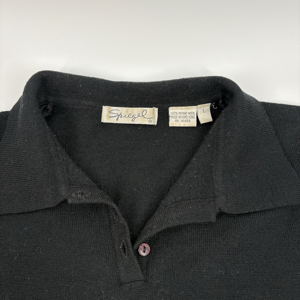 Spiegel Womens Merino Wool LS Polo Black Lg